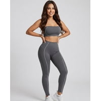 Flix Spa - Set Deportivo Para Mujer De 3 Piezas: Chaqueta, Calza De Tiro Alto Y Top Strapless