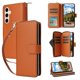 thumbnail image 2 of Funda Cartera con Cremallera y Correa para Samsung Galaxy S24 Soporte y Tarjetero Marrón, 2 of 6