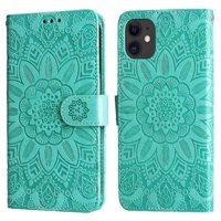 Funda Tipo Cartera Foxdock Para Iphone 11 , Diseño Girasol En Relieve, Cuero Pu, Cierre Magnético, Soporte Y Tarjetero