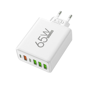 Genérico - Cargador Múltiple 65W Carga Rapida Usb+Pd (Tipo-C) 6 Puertos Blanco