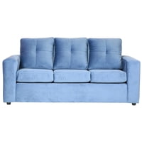 Muebles América - Sofá Emilia 3 Cuerpos Felpa Azul Petroleo