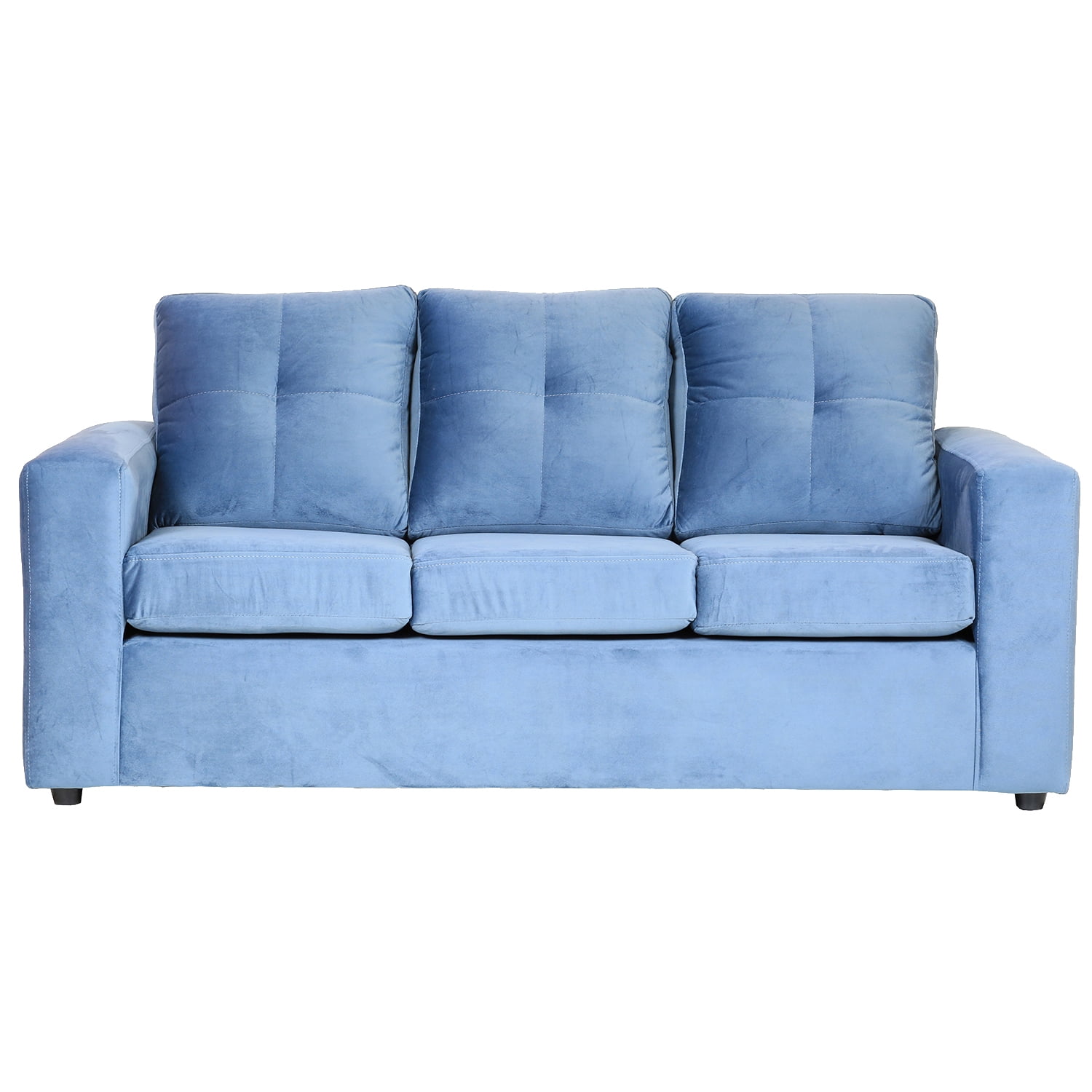 Muebles América - Sofá Emilia 3 Cuerpos Felpa Azul Petroleo