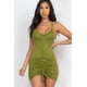 thumbnail image 1 of Vestido Mini con Detalle Fruncido Delantero Ajustable Verde M, 1 of 5