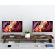 thumbnail image 3 of Soporte para doble monitor, ajustable, de madera, color marrón oxidado, 3 of 9