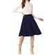 thumbnail image 2 of INSPIRE CHIC INSPIRE CHIC Falda de Oficina para Mujer con Cinturón en la Cintura, Falda Midi Línea A Plisada XL Azul Oscuro, 2 of 6