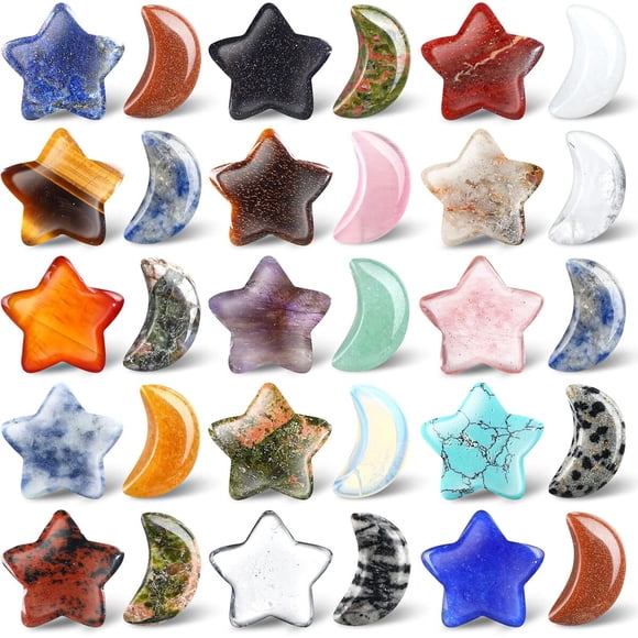 Piedras Luna Y Estrella 30 Piezas Cristales Colores