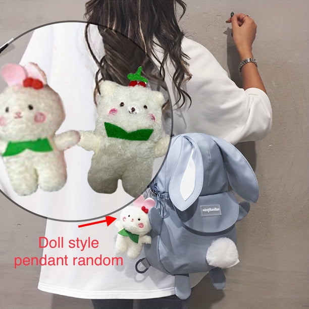 Cute Bunny Design Backpack, Kawaii Canvas Crossbody Bag, Small Student School Bag