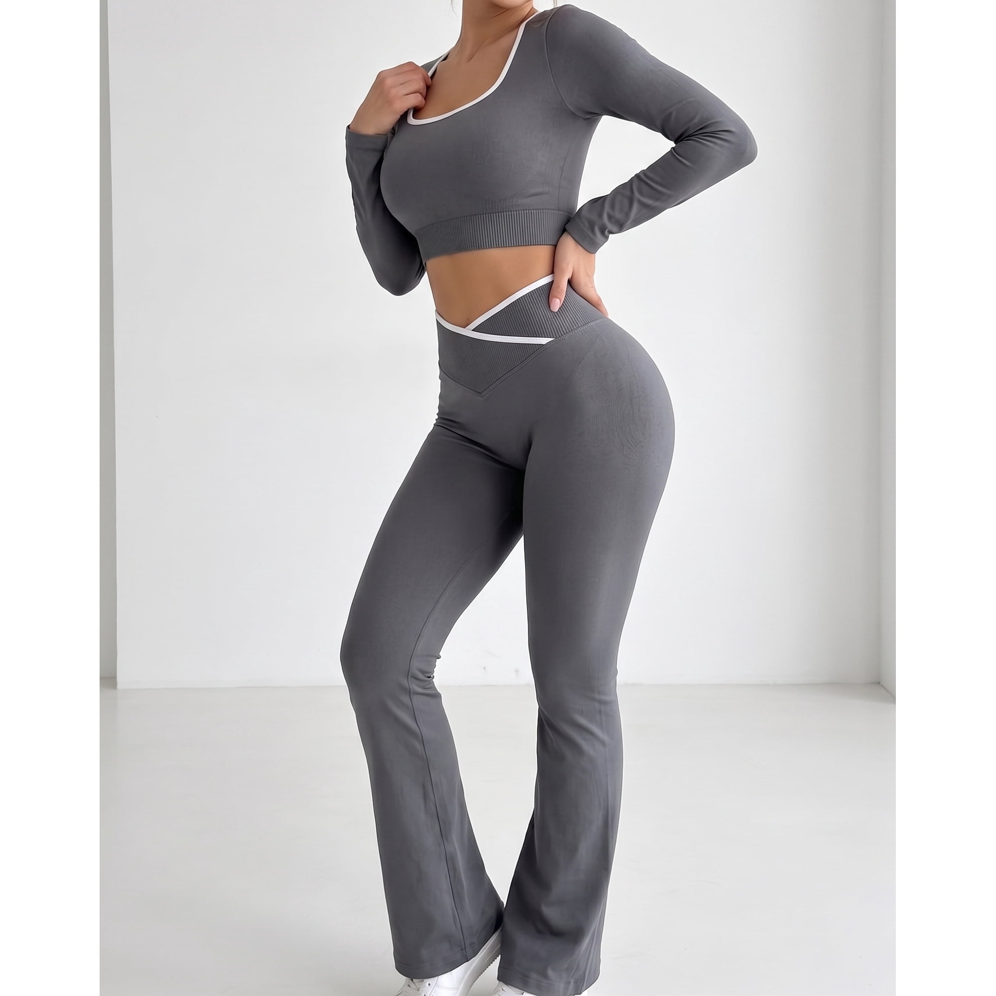 Flix Spa - Conjunto Yoga Mujer Flare Líneas Estilo Moderno - Yj320
