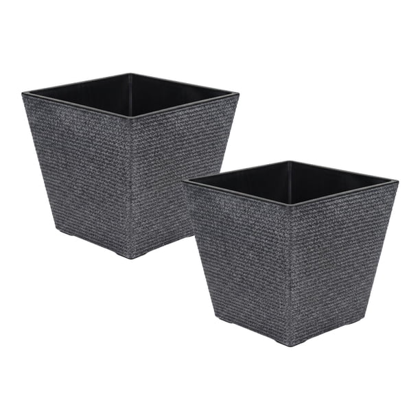 Set 2 Macetero Plastico Bajo Premium Base Cuadrada Conica S azul