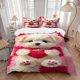 thumbnail image 1 of Set of 3 Anime Adorable Dog Heart Pillowcases - Comes with One Quilt Cover And Two Pillowcases (Core Not Included) - Made of Polyester Fabric Ideal for Decorati, 1 of 1