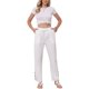 thumbnail image 2 of INSPIRE CHIC Pantalones de Lino para Mujer Verano Casual de Cintura Alta con Cordón de Algodón Pantalones Largos S Blanco, 2 of 6