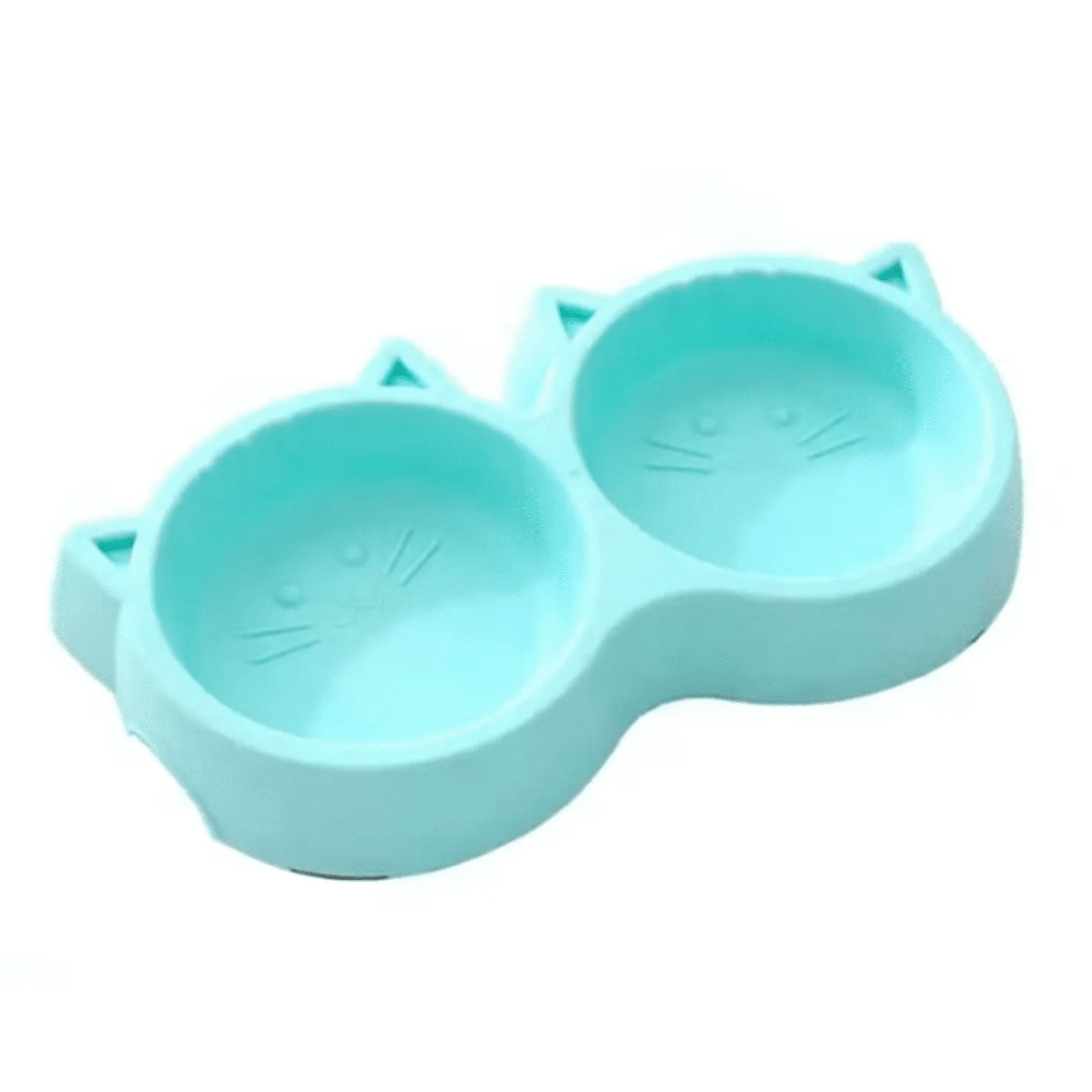 Genérico - Plato Para Mascotas Doble En Forma De Gato Azul