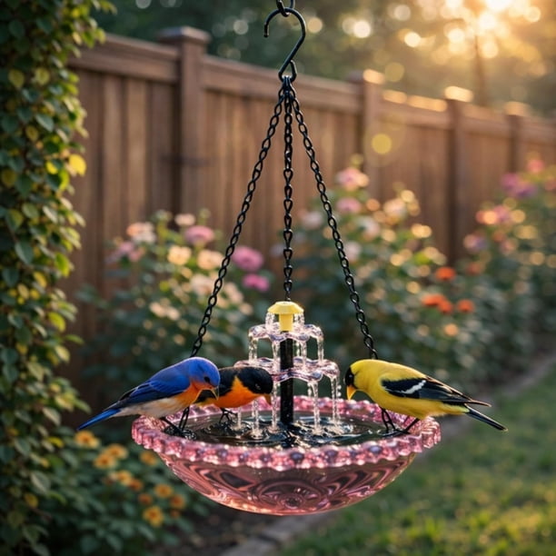 Fuente baño pájaros colgante solar 2026 bomba cuenco jardín césped