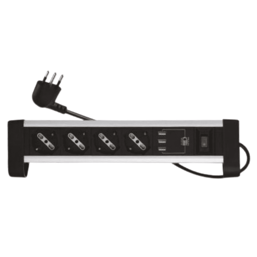 Halux - Alargador Zapatilla Para Escritorio 4 Tomas + 3 Puertos Usb