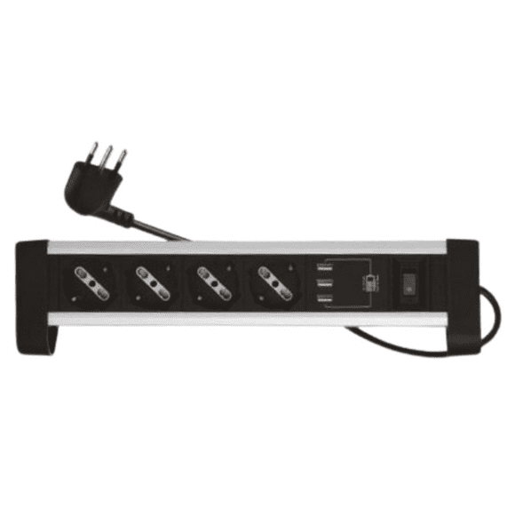 Alargador Zapatilla Para Escritorio 4 Tomas + 3 Puertos Usb