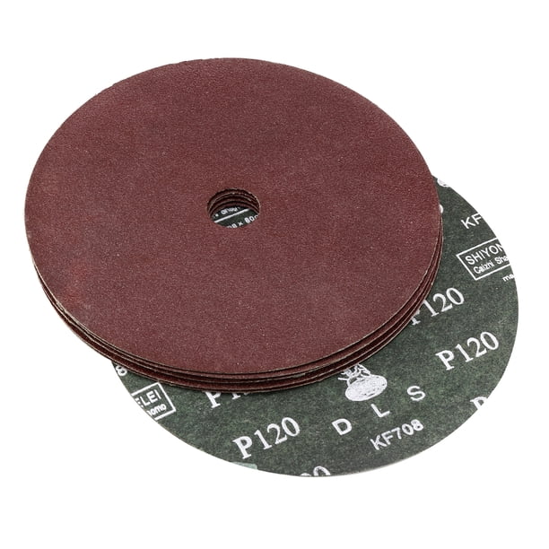 Uxcell 120 Grit Discos de Resina de Óxido Agujero Central Discos de Lijado y Pulido Aluminio Marrón 5Pcs