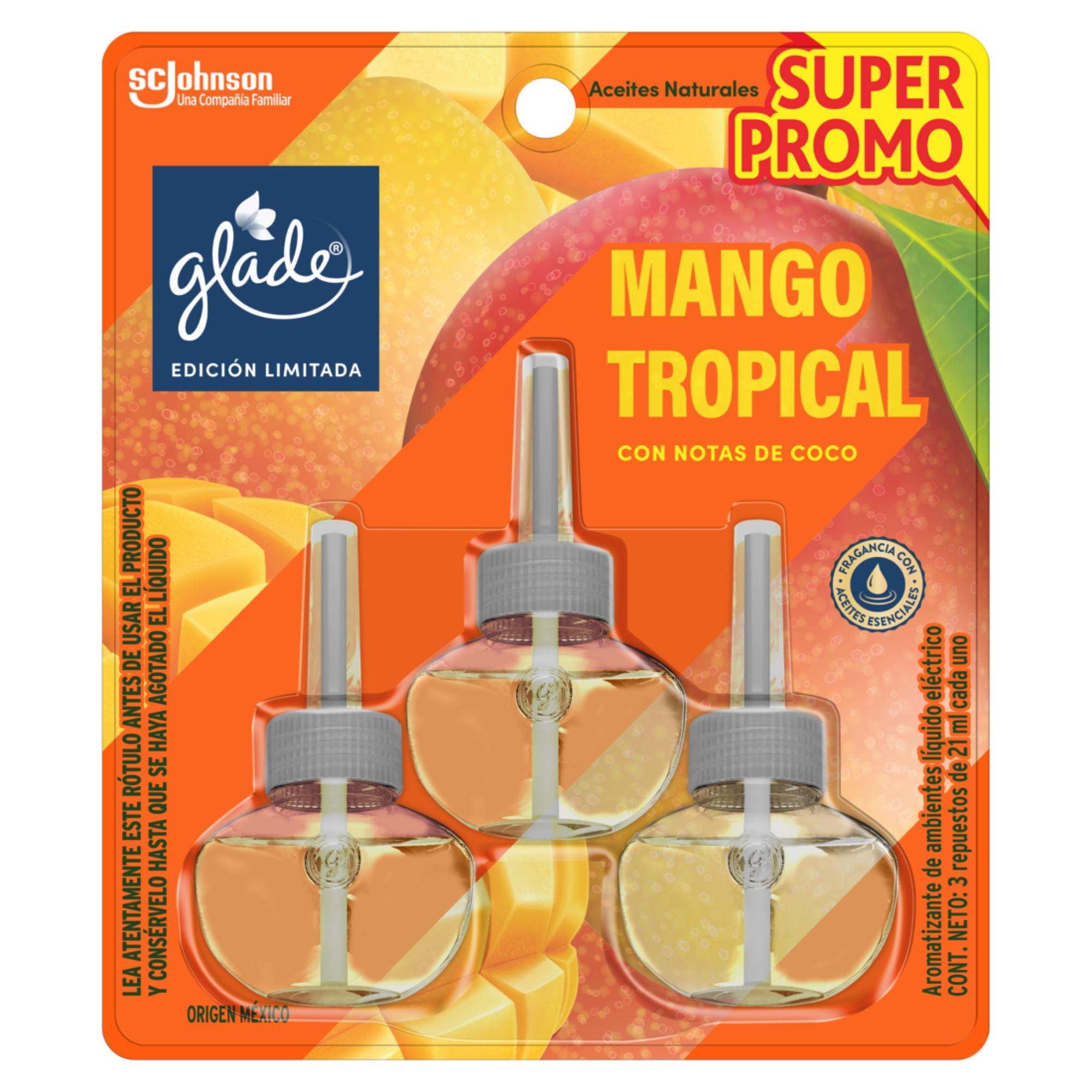 Aromatizante Tripack Aerosol Repuesto Mango Toprical Blister 63 ml Glade