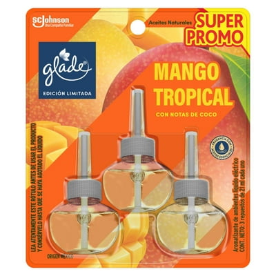 Aromatizante Tripack Aerosol Repuesto Mango Toprical Blister 63 Ml Glade