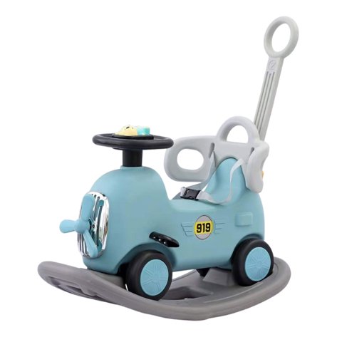 Mundo Online - Mecedora Andador Con Mango 2 En 1 Avioncito Azul