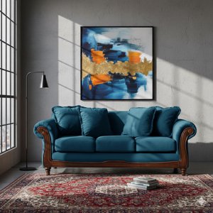 Latam Home - Sofa Rimini 3 C Tela Velvet Azul Petroleo