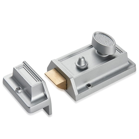 Cerradura de sobreponer SUMBIN Night Latch para puerta principal, color plateado