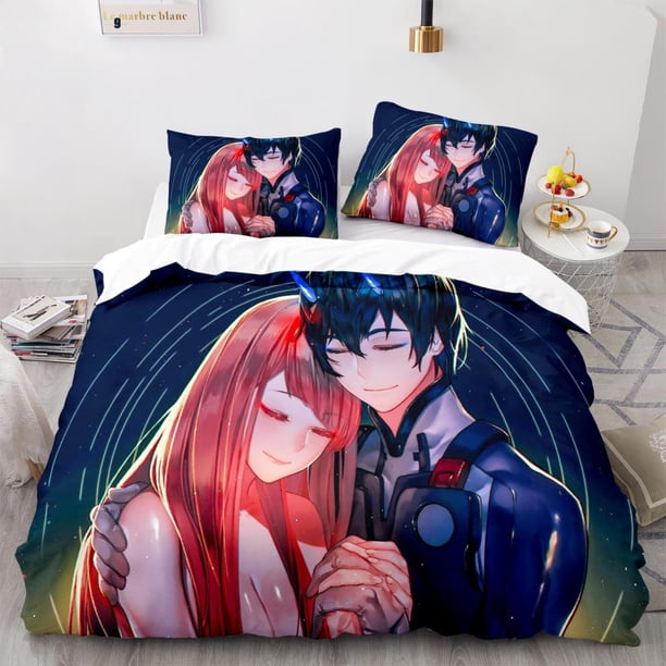 Anime Darling In The Franxx Bedding Set Bedspread Single Twin Full Size Bed Sets Adult Kawaii Duvetcover Set Bed Sheets