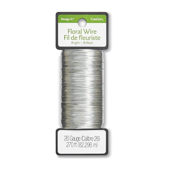 Alambre floral FloraCraft calibre 26 82 m color plata brillante