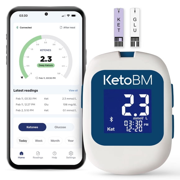 Medidor de Glucosa y Cetonas en Sangre KetoBM con Bluetooth - Kit de Inicio