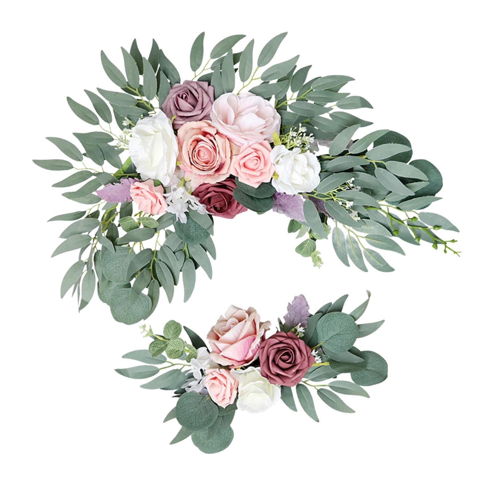 Magideal - Conjunto De 2 Flores Artificiales Para Decoración Floral En Recepción, Cartel De Bienvenida; 2 Guirnaldas De Flores Artificiales Para Fondo De Cartel