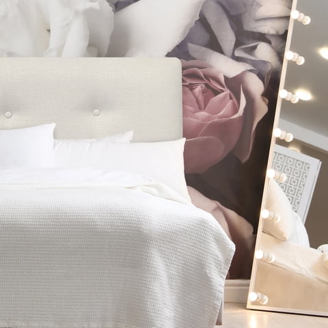 Espacio Hogar - Respaldo De Cama Botone Premium 2 Plazas Lino Crema