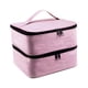 thumbnail image 4 of Bolsa de almacenamiento de esmalte de uñas de doble capa, grande, con 30 compartimentos, portátil, de nailon, con bolsillos, para esmalte de uñas, rosa 3, 4 of 5