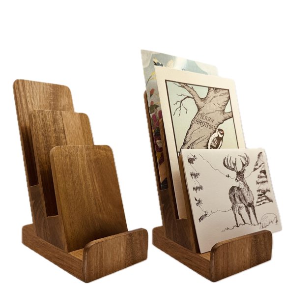Soporte para libros 2Droids de 3 niveles sin plástico, madera de acacia
