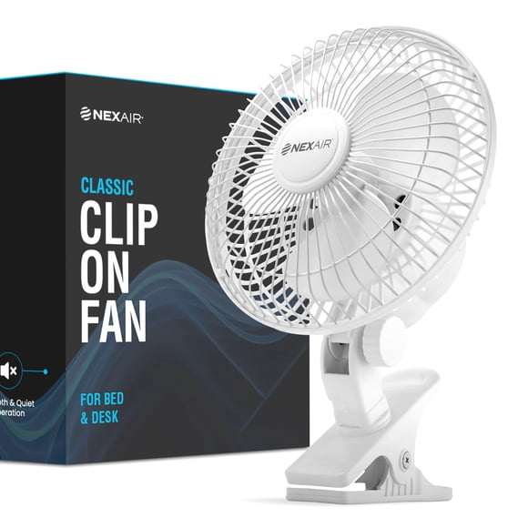Ventilador con clip NEXAIR NF001-WH-Q de 6 pulgadas, 2 velocidades, rotación 360