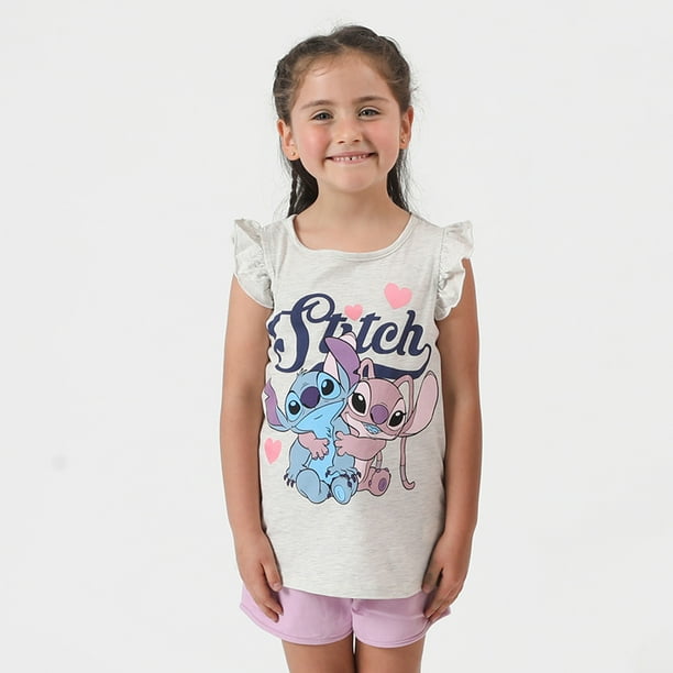 Polera Manga Corta Niña Love Lilo y Stitch Gris Marvel