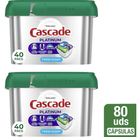 Pack X 2 Cascade Lavavajillas Platinum Fresh 40 Un
