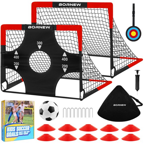 Portería de fútbol BORNEW 122x91 cm con balón y conjunto de objetivo