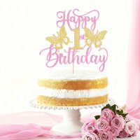 Decoración De Tarta Sodasos Con Mariposas Rosas En 3D Para Feliz Primer Cumpleaños Para Niñas Y Muje