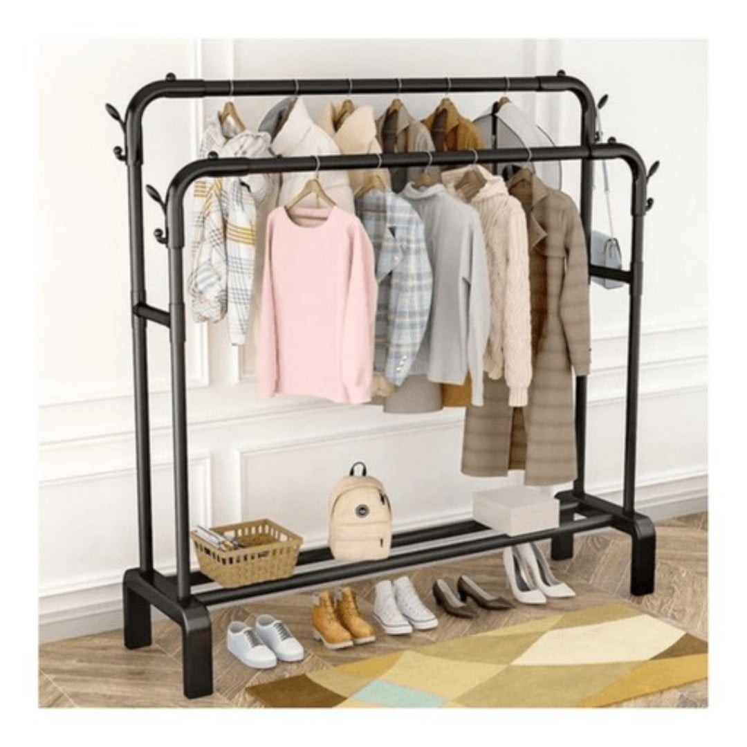 Mundo Shopping - Perchero Exhibidor De Ropa Doble Barra Resistente 35 Kg