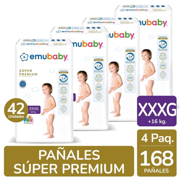 Pack x4 Pañales Emubaby Super Premium Talla XXXG