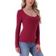 thumbnail image 4 of INSPIRE CHIC Camisetas térmicas para mujer Capa base de manga larga Ropa interior Otoño Invierno Pijamas Tops Camiseta básica XL Rojo, 4 of 6