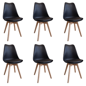 Javimate - Pack 6 Sillas De Comedor Tulip Acolchada Negro