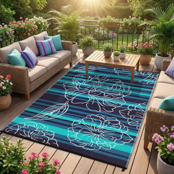 Alfombra Garvee 152 × 244 cm para Exterior Impermeable y Reversible