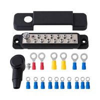 Magideal - Barra Colectora De Bloque De Distribución De Energía De 12 Terminales, 48V, Fácil Instalación, Clasificación De 180 Amperios, Barra Colectora Marina P Negro