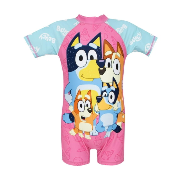 Traje de baño Bluey Girls de una pieza rosa de 6 años con cremallera