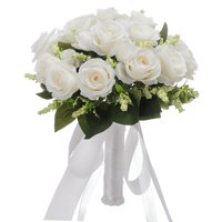 Bothyi - Flores Artificiales Ramo Hecho A Mano Ramo De Boda Para Suministros De Iglesia Blanco