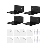 Magideal - 4 Estantes Montados En La Pared, Estantes Flotantes Pequeños, Decoración De Pared Duradera, Decodificador De Tv, Estantes De Instalación En Pared Para Negro
