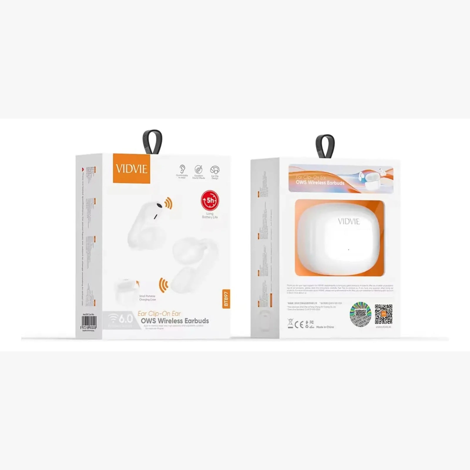 Audífonos Inalámbricos Vidvie Bt897 Ows Clip Bluetooth Blanco Clip On Ear