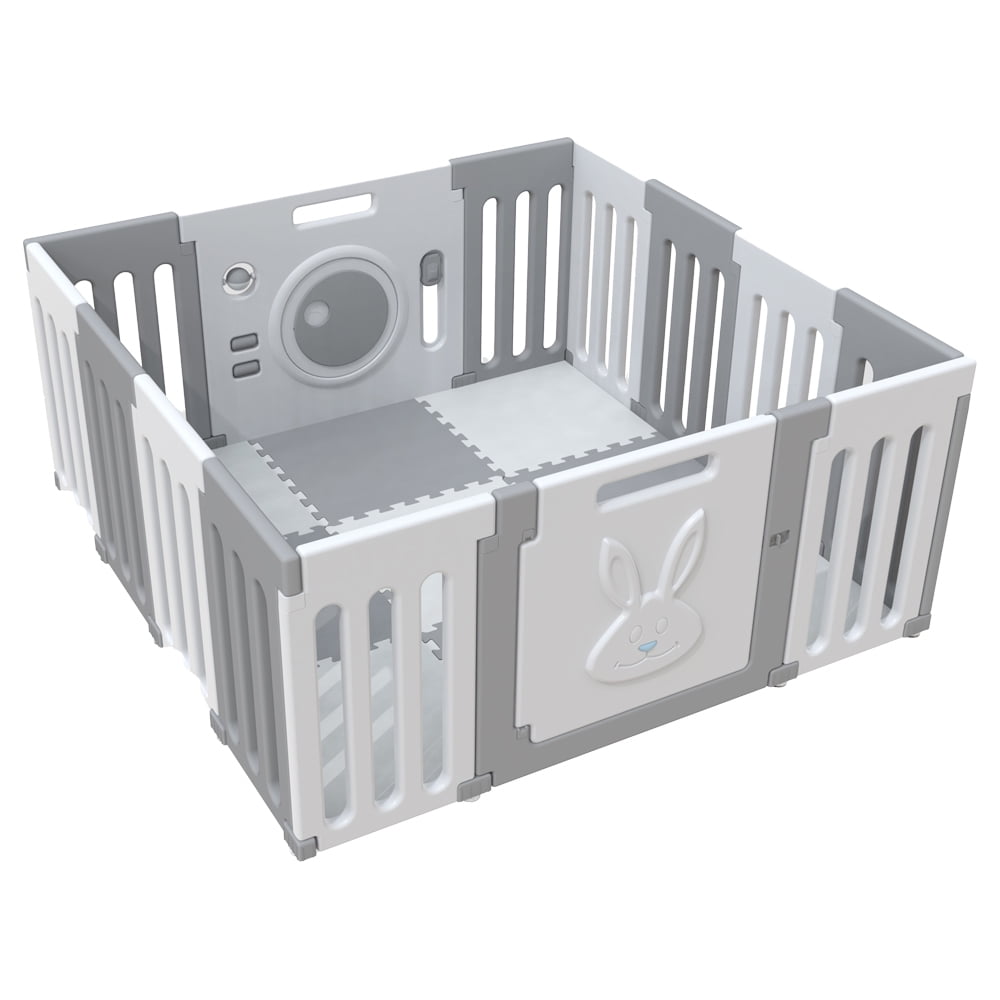 Bbqool - Corral Didáctico De Juegos Bunny Grey + Alfombra