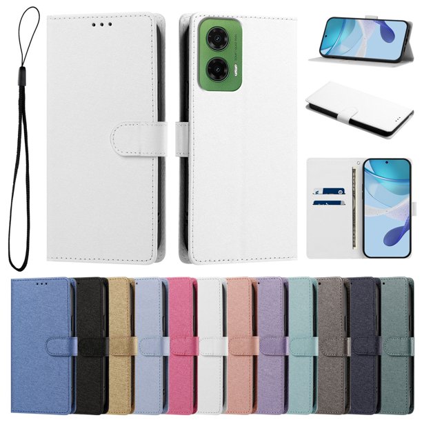 Funda Cartera de PU para Motorola Moto G35 con Tarjetas, Blanco