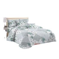 Genérico - Cubrecama Quilt Verano 1.5 Plazas - Patchwork Verde Kfl593